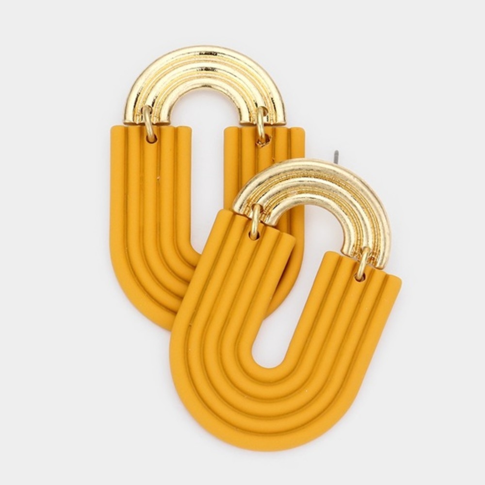 Mustard yellow oval shaped earrings
